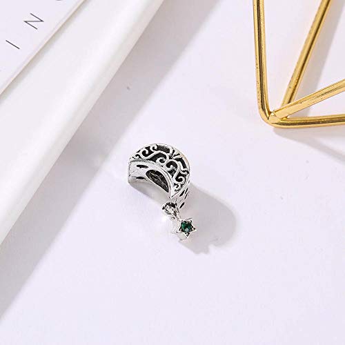 Pulsera Charms Abalorios Aleación De Cuentas Calado Luna Y Estrella Buenas Noches Con Cristal Encanto Para Mujeres Pulsera Brazalete Para Mujeres Diy Colgantes Finos Adolescentes Diy