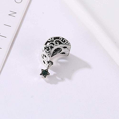 Pulsera Charms Abalorios Aleación De Cuentas Calado Luna Y Estrella Buenas Noches Con Cristal Encanto Para Mujeres Pulsera Brazalete Para Mujeres Diy Colgantes Finos Adolescentes Diy