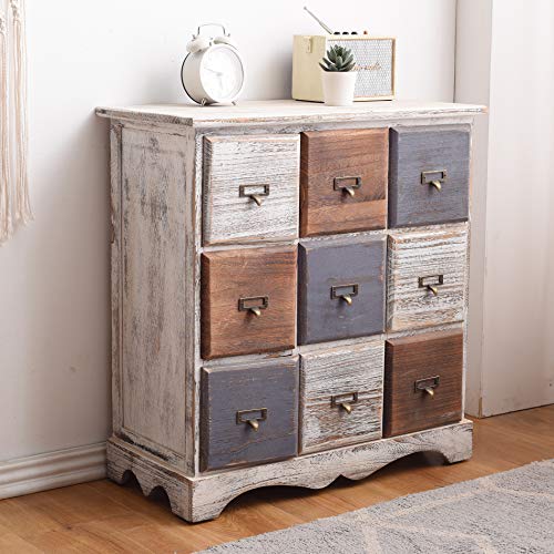 Rebecca Mobili Cajonera con 9 cajones, gabinete Blanco, Madera, Shabby Chic, Dormitorio vestidor- Medidas: 63 x 60 x 23 cm (AxANxF) - Art. RE4077