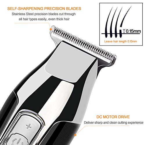RENPHO Cortapelos Profesional, Cortadoras de Pelo sin Cables Kit Pantalla LED de Cortador Recargable con y Cuchilla T Recortador de Barba Cuchillas de Cerámica para de Hombres y Niños