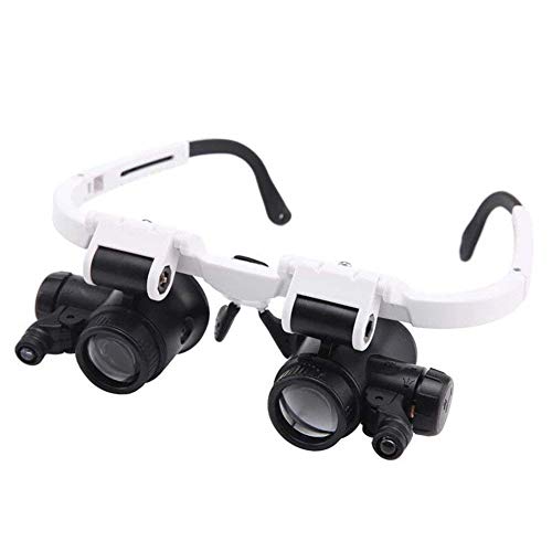 Reparación de identificación HD de Vidrio con Cabeza iluminada 8X 23X con 2 lámpara LED, Reloj de Grabado, reparación, Gafas, Lupa