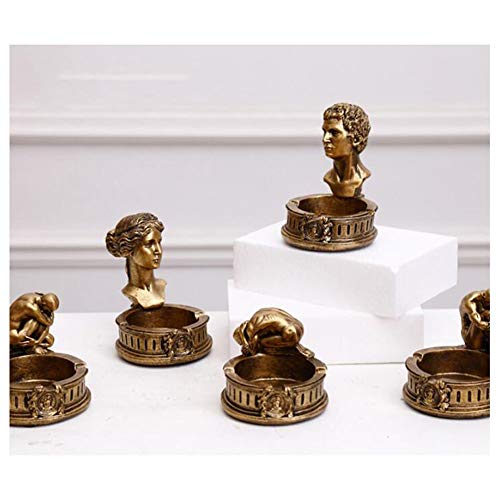 Resina Retro cenicero de decoración del hogar Accesorios café de la Barra del Restaurante de la Sala de Escritorio cenicero de Oro Redondo Holder (Size : C)