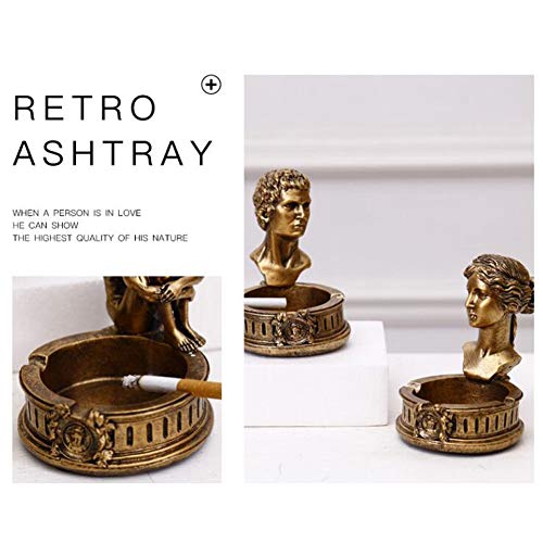 Resina Retro cenicero de decoración del hogar Accesorios café de la Barra del Restaurante de la Sala de Escritorio cenicero de Oro Redondo Holder (Size : C)