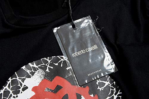 Roberto Cavalli HSH01T - Camiseta de manga corta para hombre, color negro, talla S