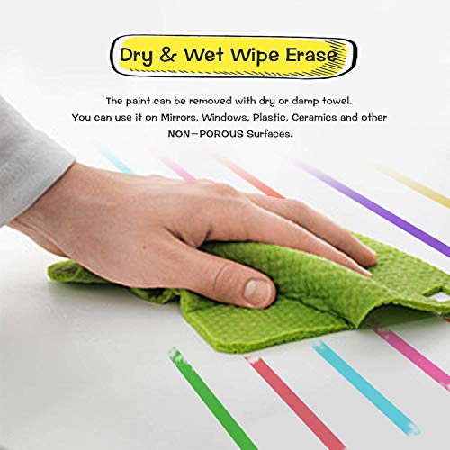 Rotuladores de Tiza Líquida, DIGIELE 8 Llamativos Colores con 32 Etiquetas Reusables, Punta Reversibles 6mm, Borrado en Paño Seco o Húmedo, para Pizarras, Restaurantes, Ventanas o Cristal