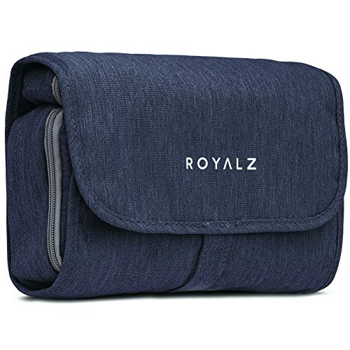 ROYALZ Neceser para Colgar Impermeable Organizador Bolsa de Viaje para Mujer, Hombre y niños - Bolsa de Aseo para Viajes excursiones - 100% poliéster, Color:Navy Azul