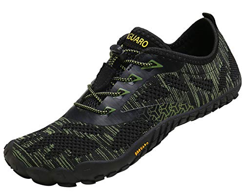 SAGUARO Hombre Mujer Barefoot Zapatillas de Trail Running Minimalistas Zapatillas de Deporte Fitness Gimnasio Caminar Zapatos Descalzos para Correr en Montaña Asfalto Escarpines de Agua, Verde, 39 EU