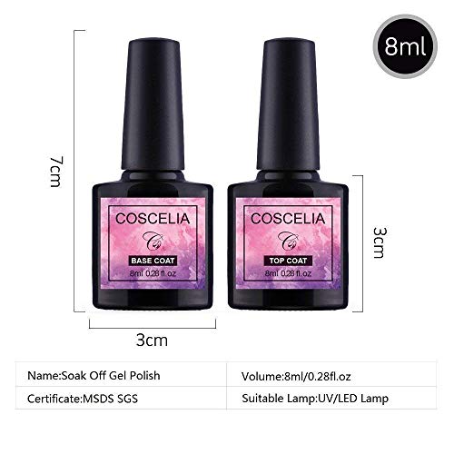 Saint-Acior 36W Secador de Uñas Lámpara LED/UV Profesional Maquillaje Uñas con Temporizador 12PCS Esmalte Semipermanente Soak off 8ml Top Coat Base Coat Kit de Manicura