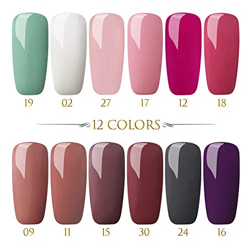 Saint-Acior 36W Secador de Uñas Lámpara LED/UV Profesional Maquillaje Uñas con Temporizador 12PCS Esmalte Semipermanente Soak off 8ml Top Coat Base Coat Kit de Manicura