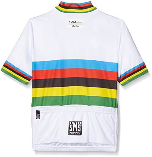 Santini Replica UCI World Champion - Jersey de manga corta para niños, color Blanco, talla 9 años