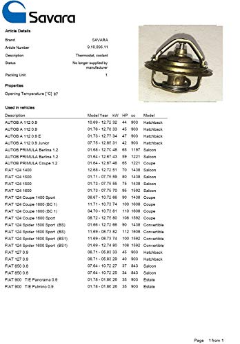 SAVARA 91009611 Termostato