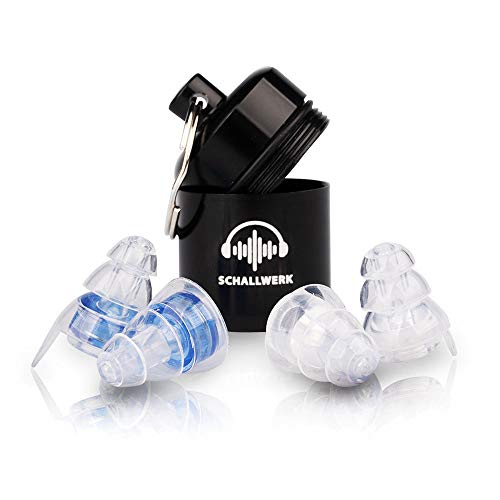 SCHALLWERK ® Música+ 23 dB Tapones Protección Auditiva – Reduce Ruido & Mantiene Calidad Sonido – Ideal Para Música, Festivales, Fiestas – 2 Tapones Extras Para Orejas Pequeñas