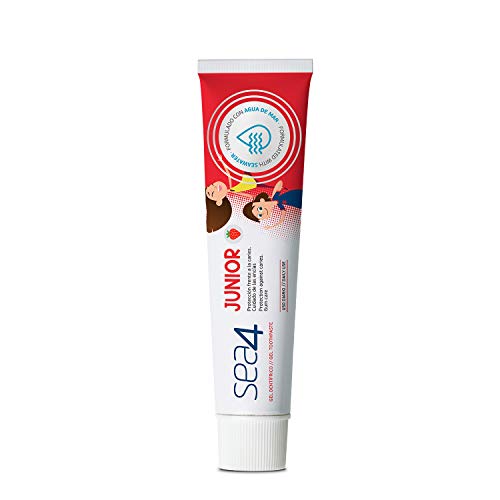 Sea4 Pasta Dentífrica Junior Uso Diario, Protección Frente a Caries, Cuidado de Encías, Formulado con Agua de Mar, Sabor Fresa, 75ml