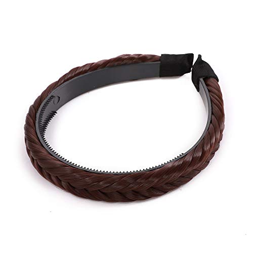 SEGO Extensiones de Cabello Diademas Trenzadas Elásticas Mujer Pelo Sintético Se Ve Natural Accesorios Fishtail Braided Hair Headband Head Hoop [Castaño Caoba Oscuro]