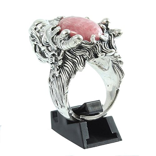 Shadi - Anillo étnico de plata de ley forma de dragón con rodocrosita argentina étnico (joyería de plata artesanal - regalo - mujer - hombre - Navidad - Reyes - cumpleaños)