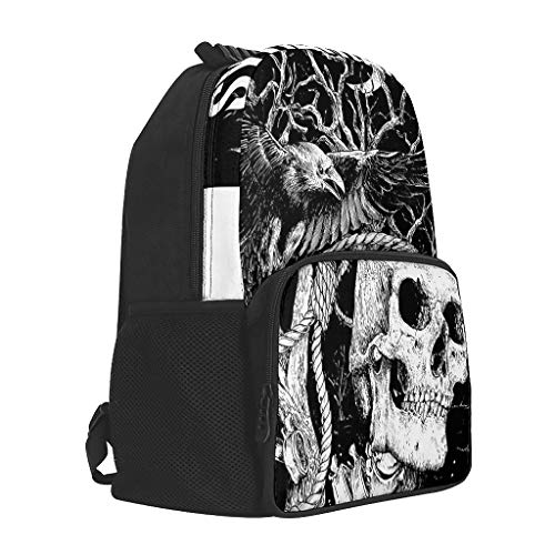 shaoziyun - Mochila Escolar para Mujer, diseño de Calavera, para portátiles de 14 Pulgadas Blanco Blanco Talla única