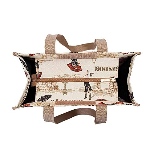 Signare Bolso tapiz Shopper de moda mujer bolso de hombro varios diseños (Señorita Londres)