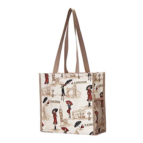 Signare Bolso tapiz Shopper de moda mujer bolso de hombro varios diseños (Señorita Londres)