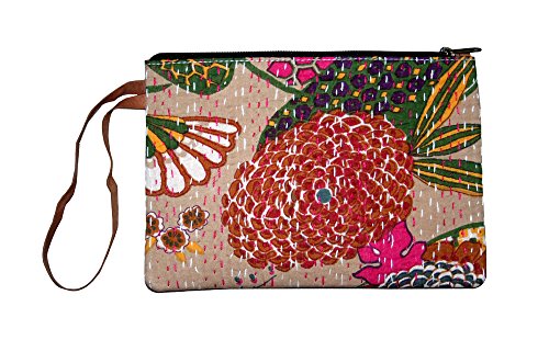 silkroude Bolsa al por Mayor Lot Monedero del Embrague de la India Kantha Ladies EDH Hecho a Mano Tipo Cartera 5 Unidades