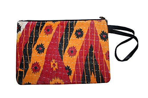 silkroude Bolsa al por Mayor Lot Monedero del Embrague de la India Kantha Ladies EDH Hecho a Mano Tipo Cartera 5 Unidades