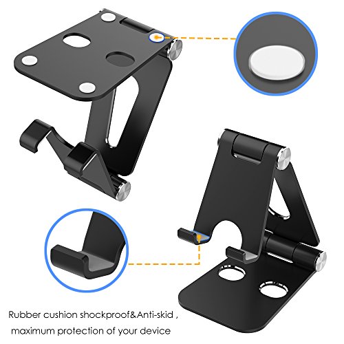 Simpeak Soporte Móvil, Soporte Tablet, Multi-Angulo Soporte de Aluminio Compatible con iPad,Compatible con iPhone, Compatible con Nintendo Switch, Otras Tabletas y Móviles, Negro