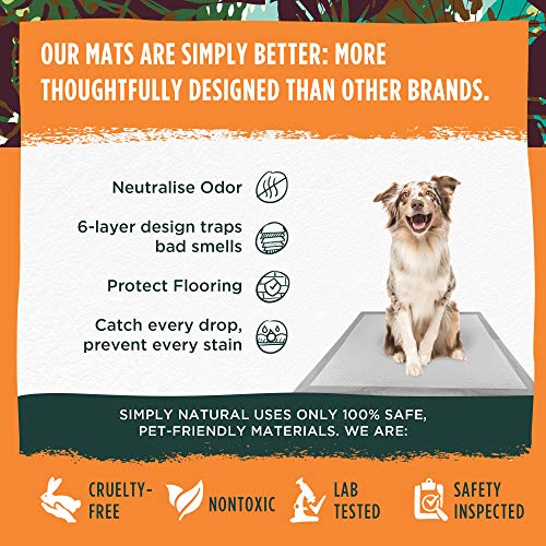 Simply Natural Pack de 50 Almohadillas de Entrenamiento 50 Almohadillas de Entrenamiento para Cachorros Súper Absorbentes de 60x60cm Que Absorben hasta 2 litros de Líquido