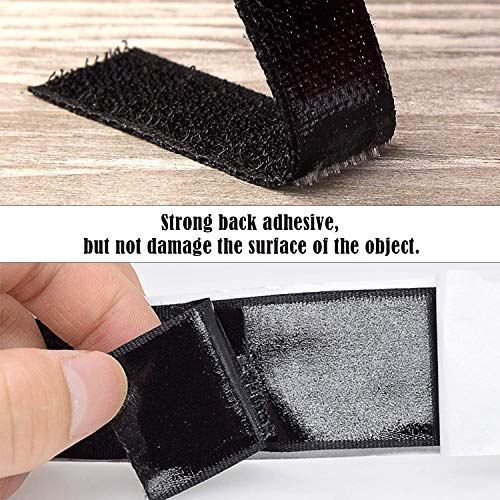 Sinwind Belcro Adhesivo Fuerte, 8m Autoadhesivo Cara Cintas adhesivas de tela Reutilizable Tiras Hook y Loop Bandas para mosquitera ventana Oficina Doméstica Bricolaje, Negro, 2 Rollos
