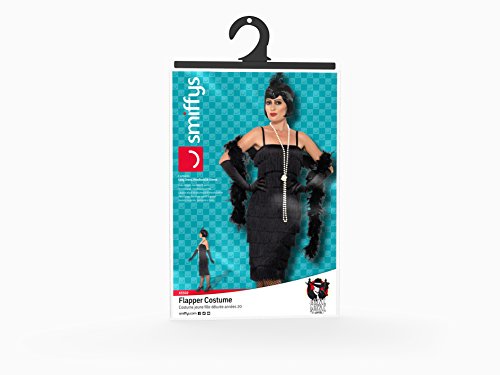 Smiffy'S 45502L Disfraz De Chica Años 20 Con Vestido Largo, Diadema Y Guantes, Negro, L - Eu Tamaño 44-46