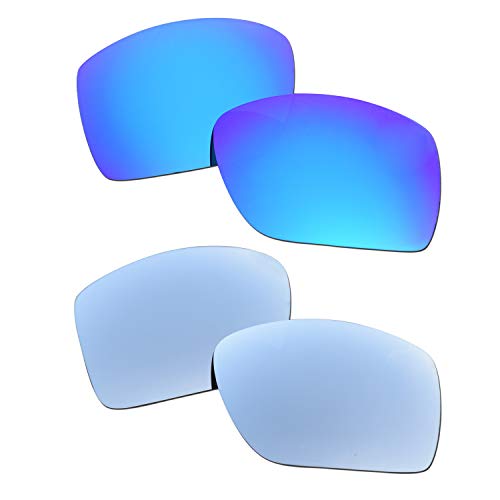 SOODASE Para Oakley Big Taco Gafas de sol Azul/Plata 2 Pares Lentes de repuesto polarizadas