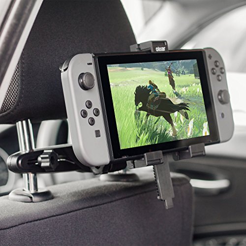Soporte de Coche para la Nintendo Switch marca Olixar - Instalación en el reposacabezas - Color negro