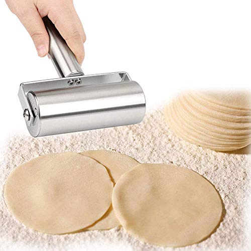 SoundZero Rodillo de Acero Inoxidable, Utensilios de Cocina de Metal Rodillo de Acero Inoxidable, cpara Hornear Pizza de Pizza Herramienta de Cocina Pastelería Fondant Bakers Roller
