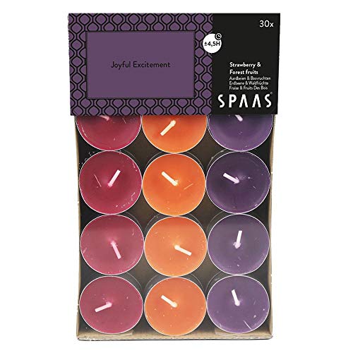 Spaas 30 velas perfumadas de colores surtidos, ± 4,5 horas, alegre emoción