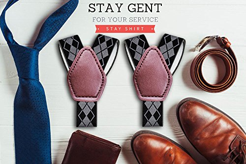 STAY GENT Shirt Stays Pinzas Tirantes Estancia de Camisa para Hombre Ligas de Pierna Correa Metal Anti-arrugas Ajustable Elástico Negro