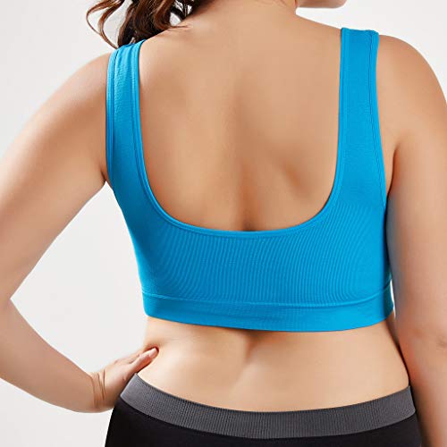 Sujetador Deportivo para Mujer SHOBDW 2019 Nuevo Cómodo Color Sólido Cuello en V Tank Tops Blusa Camisole Camisetas Mujer Tirantes Deporte Bra Tallas Grandes S-6XL(Azul,M)
