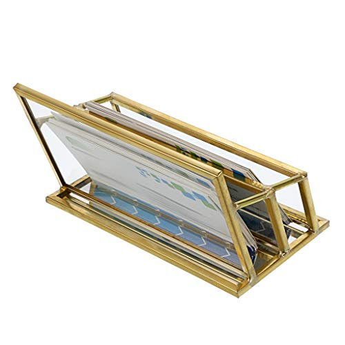 Sumnacon 1 ranura de vidrio para tarjetas de visita, soporte para tarjetas de visita, organizador de escritorio, suministros de oficina, color dorado 2 slot