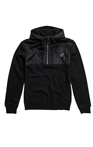 Superdry Collective Blk EDT. Half Zip Hood suéter, Negro, M para Hombre
