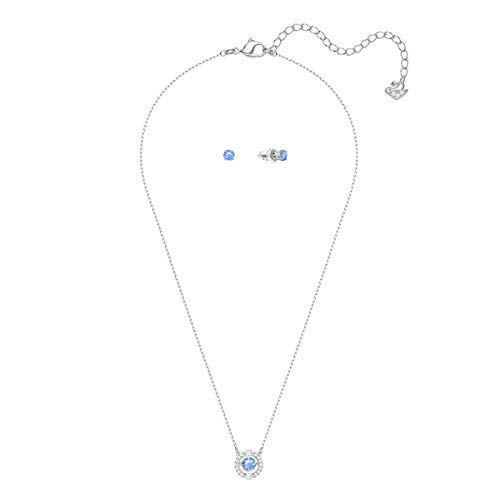 Swarovski Conjunto Sparkling Dance Round, azul, Baño de Rodio