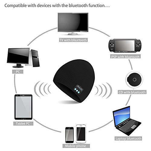 TAGVO Gorro Bluetooth V5.0 con Conjunto de Guantes con Pantalla táctil, Gorro de música inalámbrico de Punto cálido de Invierno con micrófono inalámbrico para Correr esquí Senderismo,Regalo Navidad