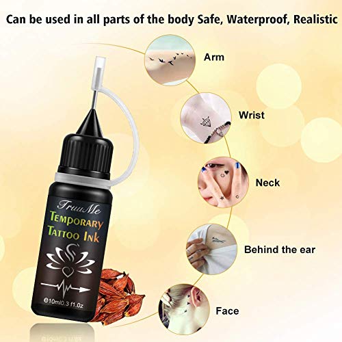 Tattoo Ink, Tintas para Tatuar, Tinta para Tatuajes, Etiquetas Engomadas del Tatuaje, Tinta/Gel a Base de Fruta de Jagua, Tinta de Tatuaje Semipermanente,Negro/Azul Oscuro, Natural y de Larga Duración