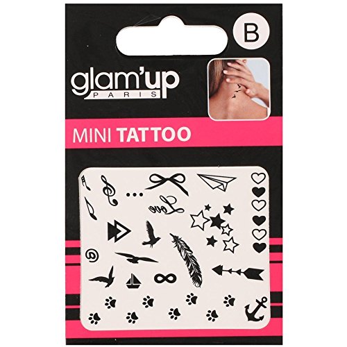 Tatuajes ephémères Mini Tattoo negros corazones Etoiles plumas Love...