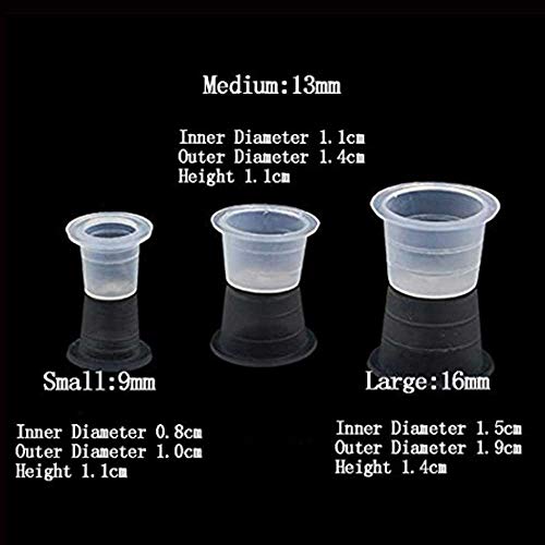 Tazas de tinta para tatuajes Tazas - Unihubys 300 piezas Tazas de tinta mixtas para tatuaje Tapas # 9 Pequeño # 13 Mediano # 16 Tapas de pigmento grandes Tazas de tinta microblading (Mixed-300pcs-1)