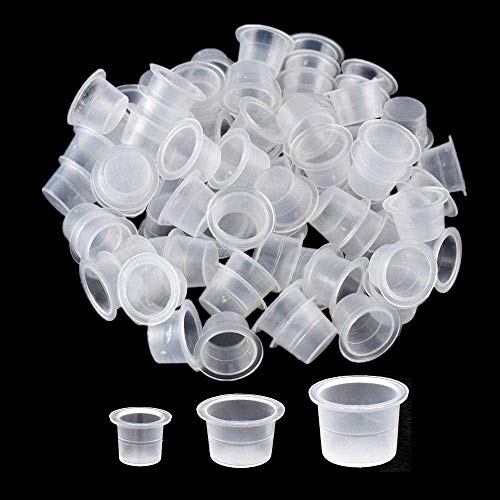 Tazas de tinta para tatuajes Tazas - Unihubys 300 piezas Tazas de tinta mixtas para tatuaje Tapas # 9 Pequeño # 13 Mediano # 16 Tapas de pigmento grandes Tazas de tinta microblading (Mixed-300pcs-1)