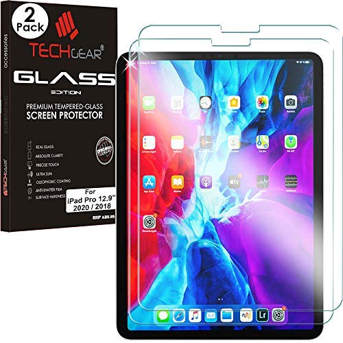 TECHGEAR [2 Piezas Vidrio Compatible con Nuevo iPad Pro 12.9" Pulgada - Auténtica Protector de Pantalla Vidro Templado para Apple iPad Pro 12.9 2018 [Compatible con Face ID & Apple Pencil]