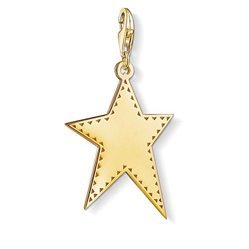 Thomas Sabo Colgante Charm Estrella dorada Charm Club de Mujer, Plata de Ley 925, baño de oro amarillo de 18 quilates