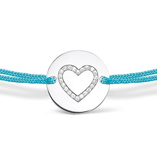 Thomas Sabo - Pulsera de Mujer "Little Secrets corazón", Plata de Ley 925, Azul Turquesa