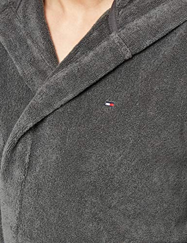 Tommy Hilfiger Icon Hooded Bathrobe Bata, Gris (imán), S para Hombre