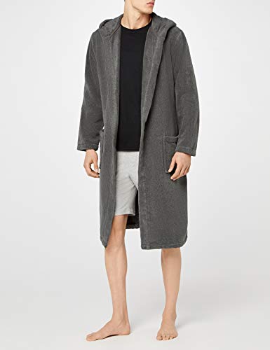 Tommy Hilfiger Icon Hooded Bathrobe Bata, Gris (imán), S para Hombre