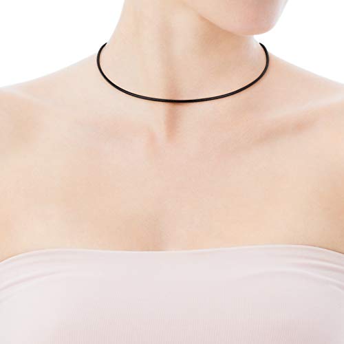 TOUS Collar Gargantilla Mujer de cuero con cierre de Plata de Primera Ley - Largo 40 cm