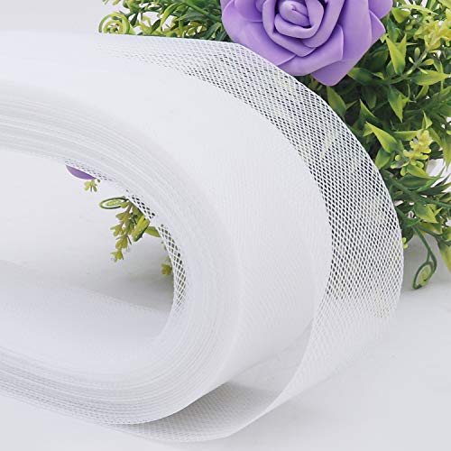 Trenza de Crin de Poliéster 45,72 Metros - Poliester Rigido para Costura - Trenza Blanca de Crin para Vestido de Novia, Fiesta, Vestidos Formales, Sombreros, Enaguas Crinolina - Horsehair Braid