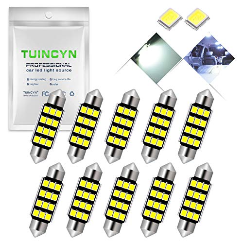 TUINCYN 41MM 42MM Adorno LED bombilla 6000K 5630 Chipset 578 6411 212-2 569 211-2 Interior de bombillas Cúpula Mapa Cortesía Matrícula Bombilla (paquete de 10)